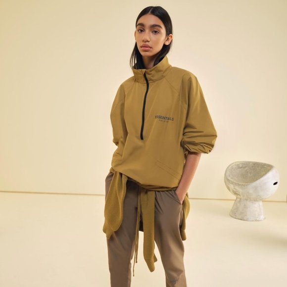Fear of God Jackets & Blazers - FOG ESSENTIALS Olive Green Half Zip Track Jacket
